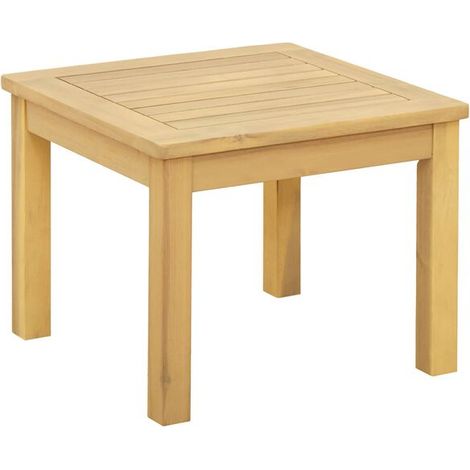 Table basse en bois d'acacia clair, dimensions 45 x 45 x 36 cm, bois d'acacia massif. (1/5)