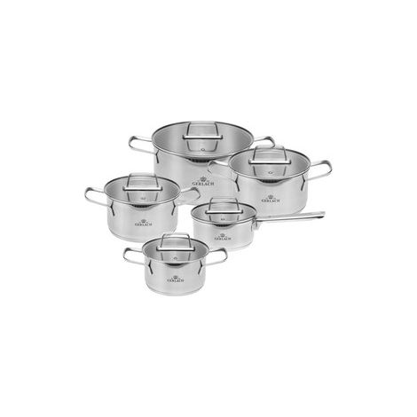 Gerlach AMBIENTE - Set di pentole a induzione, in acciaio inox, 5 pezzi, colore: argento