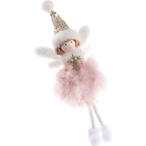 poupée ange en plumes roses pour décoration de Noël (1/5)