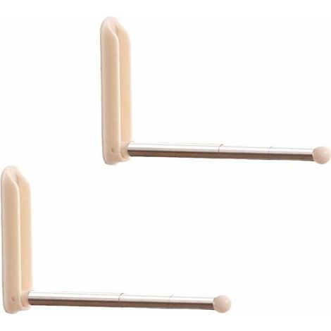 Deux cintres pliables et rétractables, sans perçage, parfaits pour suspendre le linge sur une corde à linge, adaptés aux chambres, salles de bains, fenêtres et placards. Blanc. (1/5)