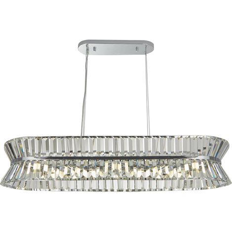 Suspension métal H : max. 150 cm chromé Lampe suspendue G9 allongée en cristal Art Déco (1/3)
