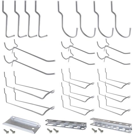 25 Crochets Pour Panneau Perforé, Acier Galvanisé, Organisateur Outils Établi, Magasin (1/4)