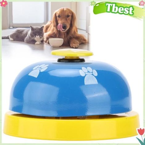 Cloche de dressage - TBEST - Universelle chiens et chats - Jaune - Bouton large - Imprimé patte (1/5)