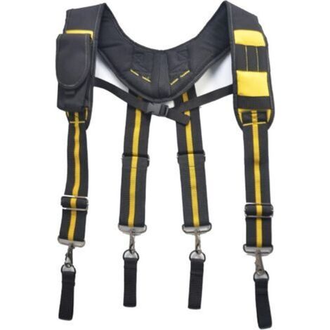 Harnais porte-outils, harnais de travail réglable avec pochette pour téléphone pour électricien et charpentier, noir (1/4)