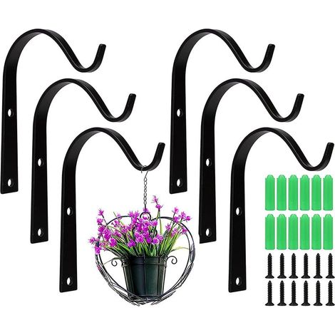 Crochet Mural pour Plantes Crochet en Fer Forgé Support Plante Mural avec Vis Support de Panier Suspendu Support pour Plantes Dintérieur pour Jardin Balcon Lanterne Plants Déco Noir (1/5)
