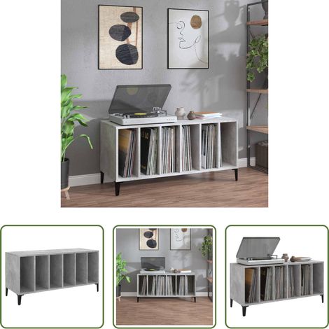Vinylschrank - Plattenschrank Betongrau 100x38x48 cm Holzwerkstoff (1/5)