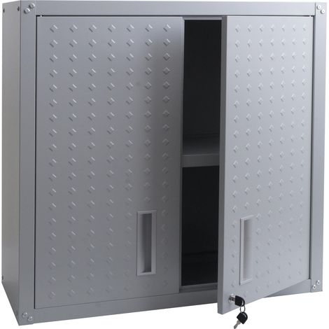 [NUNCA USADO] Armario colgante HHG-141, armario de pared, armario para almacenamiento, librería, con cerradura, acero, 77 x 77 x 31 cm, gris claro (1/5)