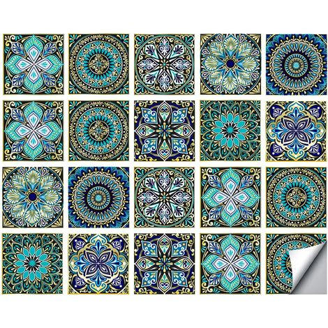 20pcs Stickers Carreaux Muraux, Credence Adhesive pour Cuisine Carrelage Adhesif, Stickers Carreaux Autocollant pour Salon Salle De Bains Décor À La Maison Auto-Adhésif 10  10CM (Type 3) (1/5)