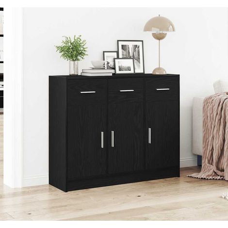 Sideboard Schwarze Eiche 91x28x75 cm Holzwerkstoff