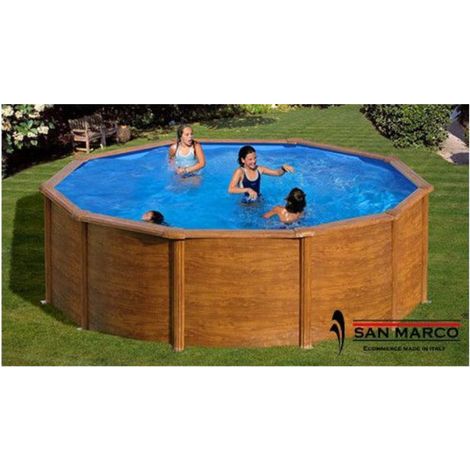 Piscina fuori terra rotonda San Marco 350x132 cm effetto legno  Kit piscina base