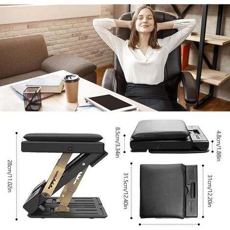 Repose-Pieds De Bureau, Repose Pieds RéGlable Repose-Pieds Ergonomique Repose Pieds De Bureau Amovible Avec Massage Et Coussin De SièGe Doux Pour Voiture Bureau Maison Voyage (Noir) (1/5)