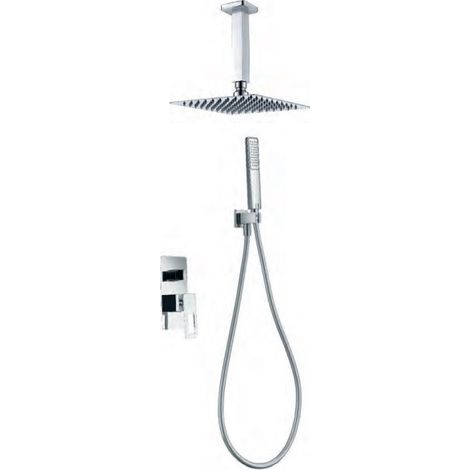 Colonne de Douche Encastrée avec Mitigeur  Modèle SUÈDE  Pommeau de douche de taille Standard  Couleur Gris finition Chrome [ IMEX® ] (1/2)