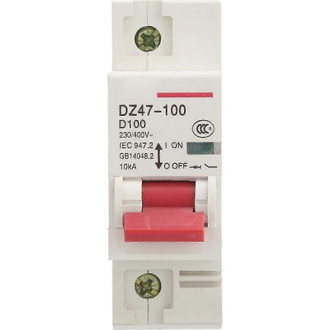 Miniatur-Leistungsschalter DZ47-100 1P D80100A, pneumatischer Hausgeräteschalter Typ D, Überlast- und Kurzschlussschutz, 1 Modul, 230V400V. (1/4)