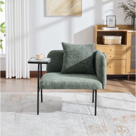 Relaxsessel mit Beistelltisch, 86 x 72 x 71 cm, Chenille grün HAVRYA (1/5)