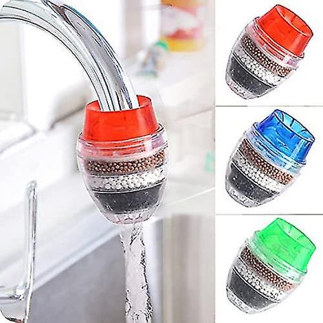 Lot de 3 filtres à eau pour robinet, purificateur d'eau pour robinet de cuisine, filtration au charbon actif, élimine le chlore, le fluorure, les métaux lourds et l'eau dure. (1/5)