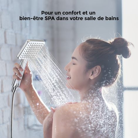 Heilmetz – Colonne de douche thermostatique avec tête pluie 30 × 30 cm – Sécurité 38 °C – Hauteur réglable 80–118 cm – Raccord G1/2 en laiton
