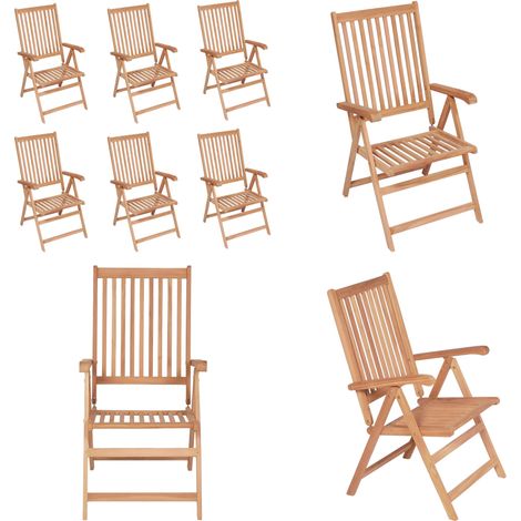 Chaises inclinables de jardin lot de 6 Bois de teck solide - Chaise De Jardin - Fauteuil De Jardin - Mobilier De Jardin - Teck - Chaise Inclinable - Home & Living (1/5)