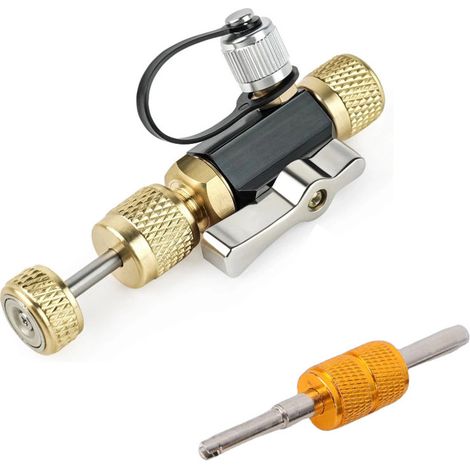 Outil de retrait de noyau de valve pour CVC, connexion du système de 1/4" pour appareil de climatisation, compatible avec R1234yf、R1234ze(E)、R410、R22、R12、R407、R404、R32