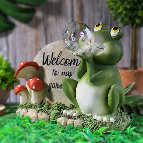 Garten-Solarleuchten aus Kunstharz, Froschform, Deko-Statue, Wegleuchte, niedliche Cartoon-Dekoration für den Außenbereich (1/5)