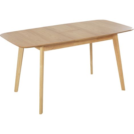 Mesa de comedor y cocina hoja extensible chapada en madera de roble claro 120/150 x 75 cm Madox