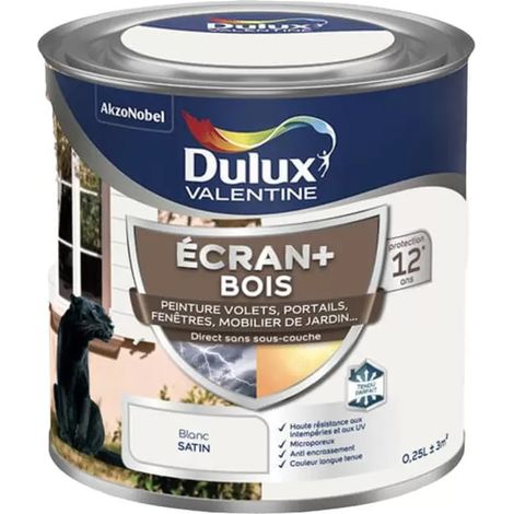 Peinture DULUX VALENTINE Ecran+ Bois Blanc 0,25 L (1/3)