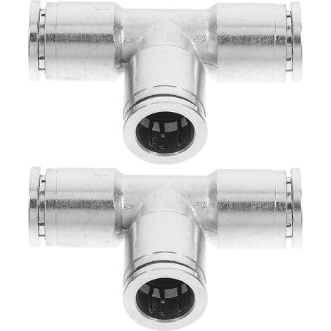 Raccords rapides pour tuyau d'air comprimé, en forme de T, pour projets de bricolage, argentés, lot de 2 (1/5)