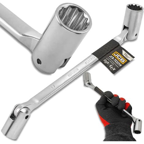 JCB Steckschlüssel 17-19 mm, doppelseitig, Chrom-Vanadium-Stahl, 12-kant