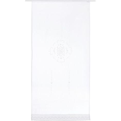 Home Fashion TÜRBEHANG LEINENSTRUKTUR Bestickt Porta Struttura Lino Ricamato, Acryl, Bianco, H180 x B90 cm (1er Pack) (1/2)