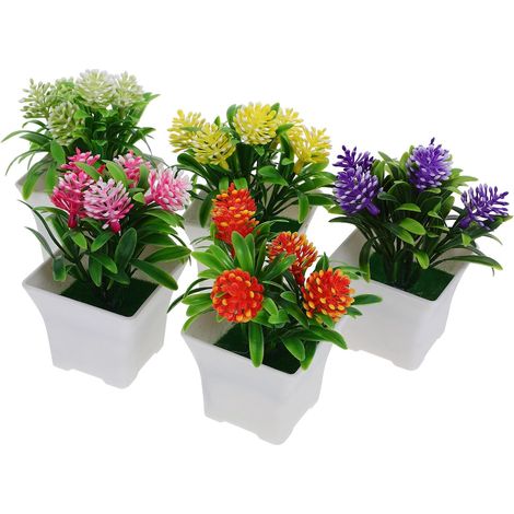 5 Pcs Fausse Plante en Pot Artificielle en Plastique Légère et Portable pour Décoration de Bureau ou Intérieur, Bonsaï Artificiel Décoratif (1/5)