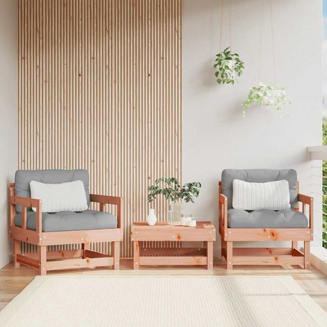 vidaXL Sillones de jardín y cojines 2 uds madera maciza abeto Douglas (1/5)