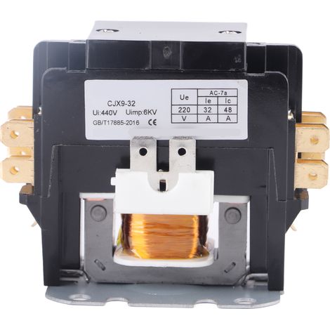 Contactor de aire acondicionado de 32 A, contactos de aleación de plata, relé contactor de CA bipolar para distribución de energía de 240 V (1/5)