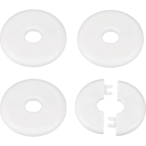 4pcs Split Wall Pipe Cover 16.5mm/0.6 Inch Self-Adhesive ABS Plastic Round Rosette Design Plate Clip Design for Bathroom Kitchen Pipe Decoration White (1/5)