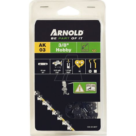 ARNOLD Chaîne de tronçonneuse 3/8",1,3 mm - 55 maillons d’entraineurs - gouges demi-rondes