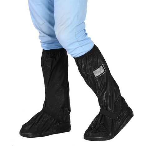 Sur-chaussures imperméables antidérapantes pour moto scooter vélo cyclisme pluie neige noir XL (1/5)