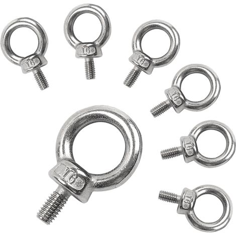7 pièces de boulons à œillets M6, boulon à anneau, œillets à vis, filetage extérieur en acier inoxydable 304 boulon à œillet, pour boulon à œillet de fixation et de suspension (1/5)
