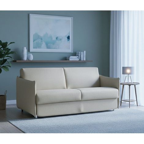 Dmora - Sofá fijo 3 plazas Severo, Sofá lineal para salón, acolchado, desenfundable, calidad 100% Made in Italy, 200x95 h90 cm, Beige (1/4)