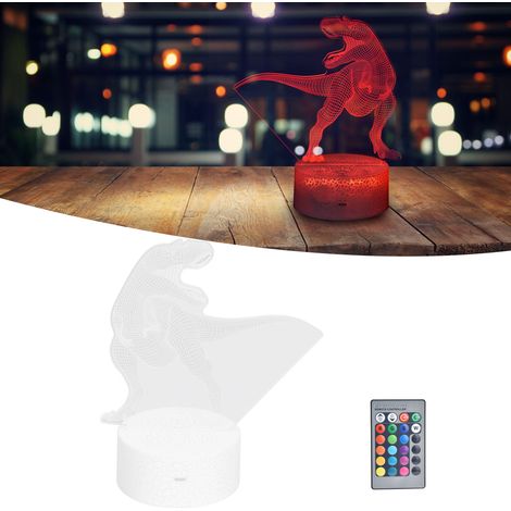 3D-Nachtlicht in Dinosaurierform mit Touch-Funktion, 4 Modi, 16 einstellbaren Helligkeitsfarben und Fernbedienung. Ideales Geschenk. (1/5)