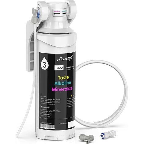 Reminéralisation alcaline Filtration d'eau sous évier - Post-filtre 1/4" à connexion rapide pour système d'osmose inverse RO, 3 étapes, Ajustez le PH, Restaure les minéraux essentiels, TAM3 (1/5)