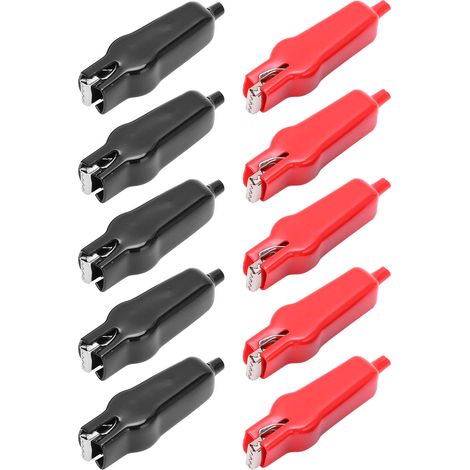 paires de pinces crocodiles 20 A 25,060 mm avec gaine PVC, pinces de test à ressort isolantes pour alimentation de batterie (1/5)