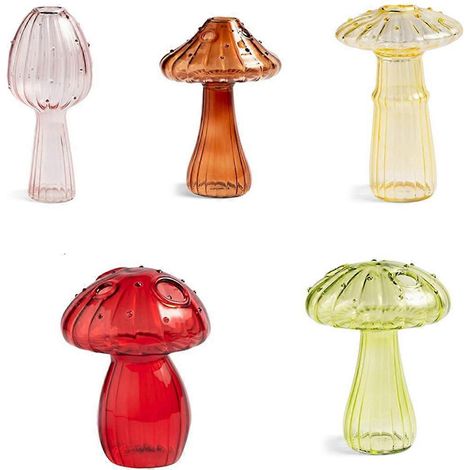 Pot de fleurs en verre en forme de champignon, ensemble de 5 stations de propagation de plantes colorées, mini terrarium compatible avec les plantes, Uniq (1/5)