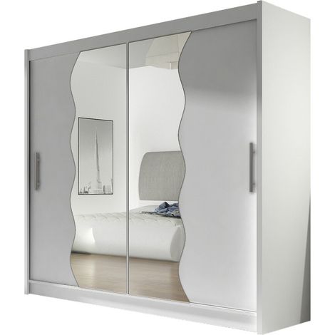 Armario Closico 125, Blanco, 215x180x57cm, Puertas de armario: Correderas, Número de estantes: 5