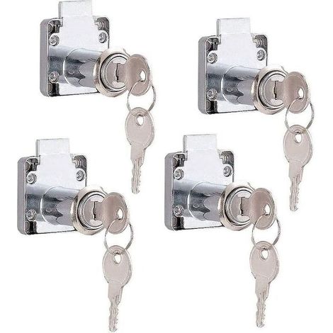 Cylindre de serrure de meuble 4 pièces, serrure pour tiroirs avec 2 clés, ensemble d'armoires à serrure, pour boîtes aux lettres, tiroirs, armoires