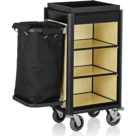 Chariot de chambre 95 x 55 x 116 cm 1 sac à linge chants noirs bois clair ISABELLA - Was Germany (1/2)