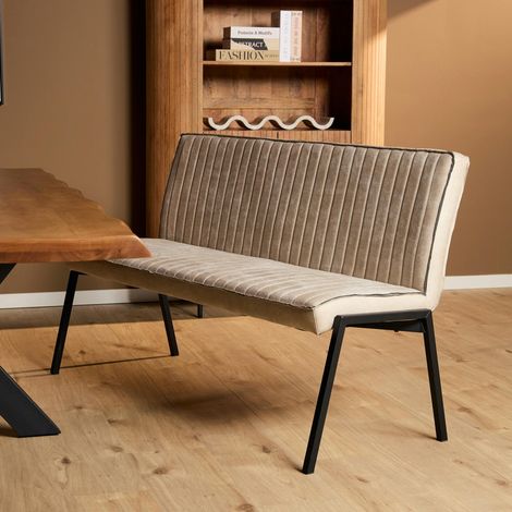 Banc de table à manger beige à bandes 155 cm CORTINA (1/5)