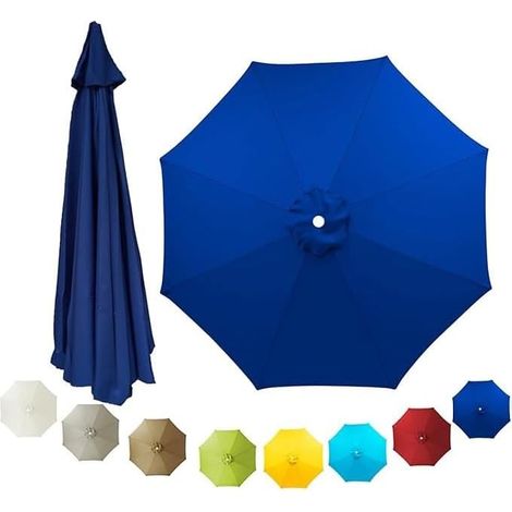 Umbrella Cloth Replacement Top Cover, Patio Canopy, 6.5ft 9ft 10ft for Market Top(Red,270cm/9ft 8Ribs)(Dark Blue,300cm/10ft 6Ribs)