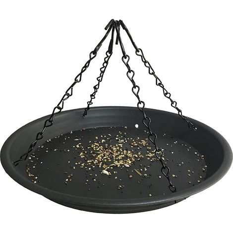 Große hängende Vogelfutterstation, Samenschale für Vogelfutterhäuschen, Gartendekoration im Freien, um Wildvögel anzulocken, ideal zum Sammeln von Samen und Schalen. (Schwarz)