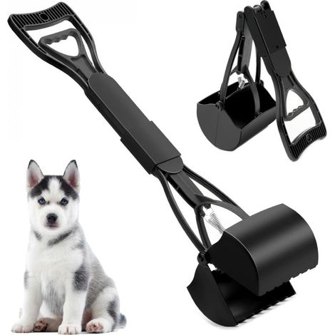 Pince, pelle à déjections, crottes, pour chien ou autres animaux - 80 cm - Noir - (1/5)