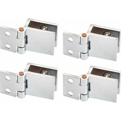 Charnière en Verre en Alliage,4 Pcs Clip de Porte en Verre Charnière pour Porte en Verre 0 Degrés, Sans Perçage de Verre à Charnière pour Porte en Verre de Meuble de Cuisine Vitrine(Verre de 5-8mm) (1/4)