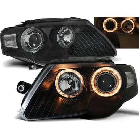 Paire de feux phares VW Passat B6 3C de 2005 a 2010 angel eyes noir-27362020