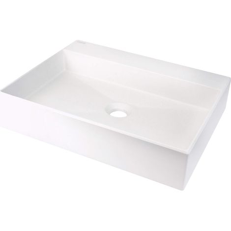 Lavabo in granito d'appoggio con basetta per rubinetteria 50x40 cm alabastro - Sofyro